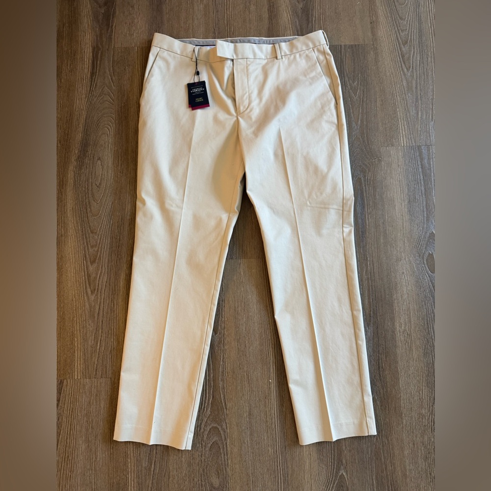 NWT Charles Tyrwhitt Slim Non Iron Smart Chinos, Stone, 38x32